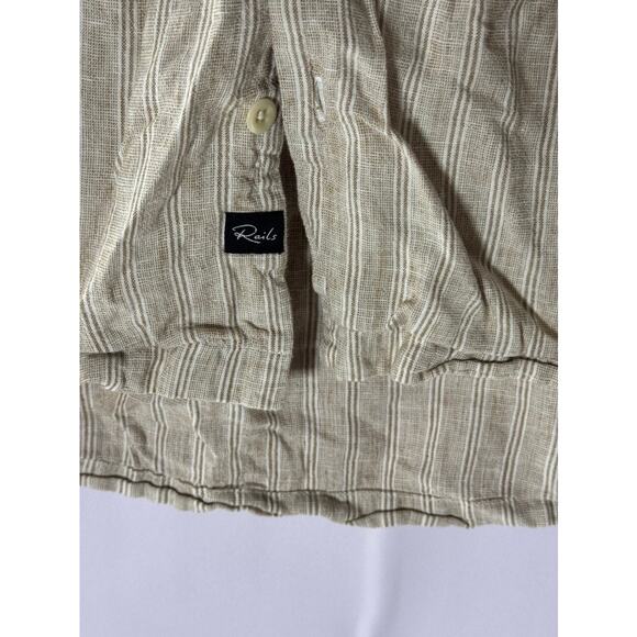 RAILS Men's Ivory Toast Stripe Waimea Button-Up Short Sleeve Shirt SZ S - Picture 6 of 9